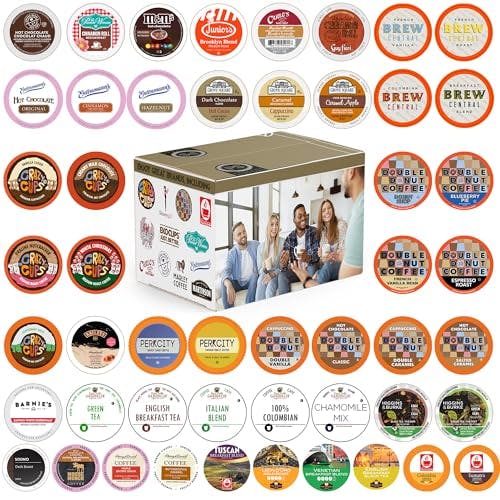 Perfect Samplers Coffee, Tea, Cider, Cappuccino & Hot Chocolate Single Serve Cups for Keurig K Cup Brewers Sampler, 50 Count