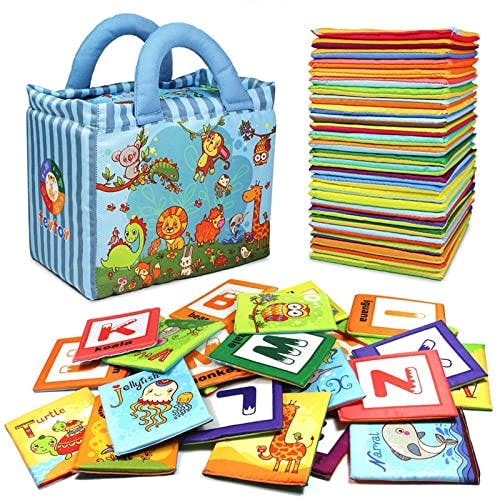 TEYTOY Baby Toy Zoo Series 26pcs Soft Alphabet Cards with Cloth Bag for Over 0 Years
