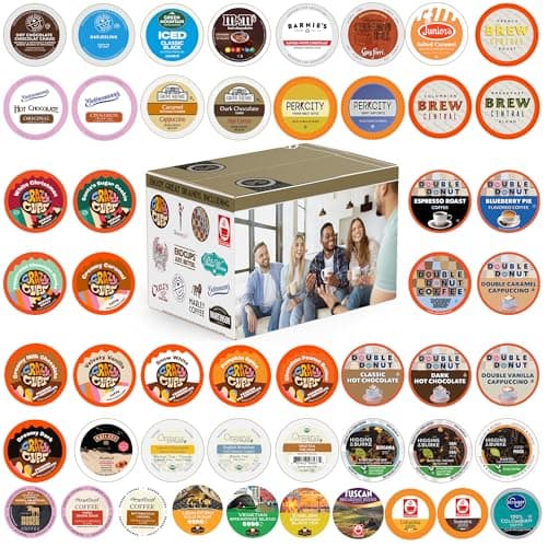 Perfect Samplers Coffee, Tea, Cider, Cappuccino & Hot Chocolate Single Serve Cups for Keurig K Cup Brewers Sampler, 50 Count