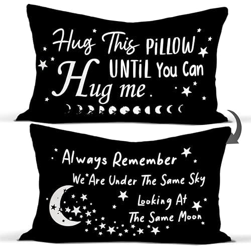 Rusenbao Hug Me Moon Pillow Covers - Girlfriend Boyfriend Remember Me Gifts, Decorative Pillows Cover for Bed, Valentine's Day Birthday Gifts for Girlfriend, 12x20 Pillow Cover