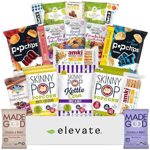 Healthy Gluten Free & Vegan Snacks Variety Pack Care Package, Dairy Free, Non-GMO Plant Based Gift Basket, Adults, Kids, Back To School Snack Box, (20 Count)