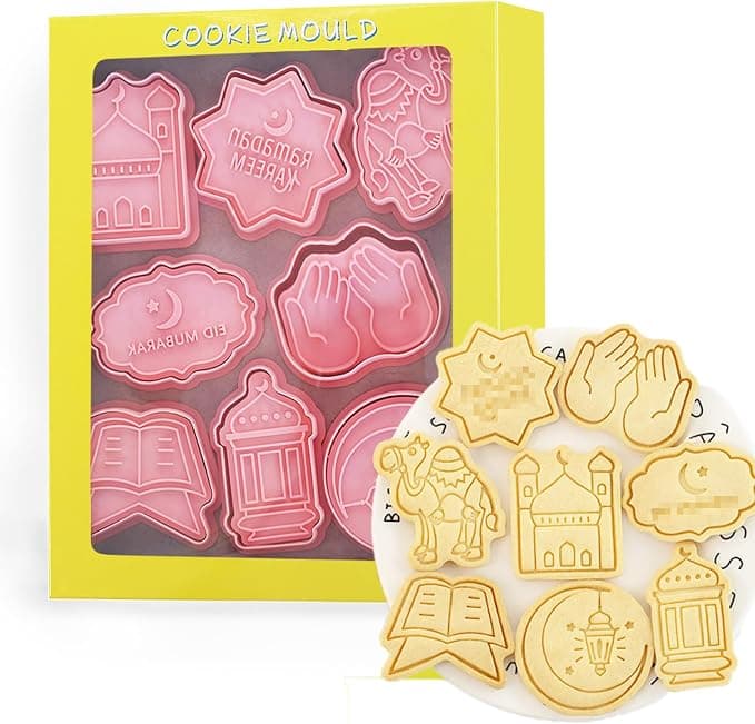 8-Pcs Eid Mubarak Ramadan Cookie Cutters Set 3D Islamic Cookie Cutter