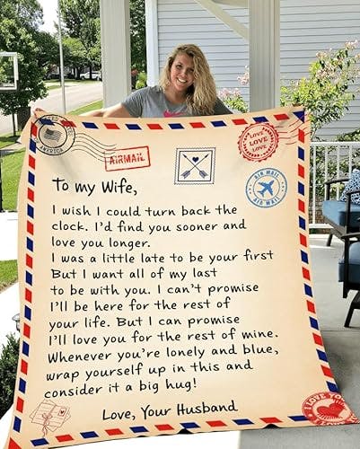 Personalized to My Wife Letter Blanket - Love Letter to My Wife - Wish I Could Turn Back The Clock Letter Blanket - Gift for Wife from Husband - Valentines Day Wedding Anniversary Birthday Christmas