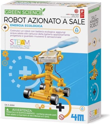 4M Toysmith, Green Science Salt Water Powered Robot Kit, STEAM Powered Kids, Beach Toy, For Boys & Girls 5+