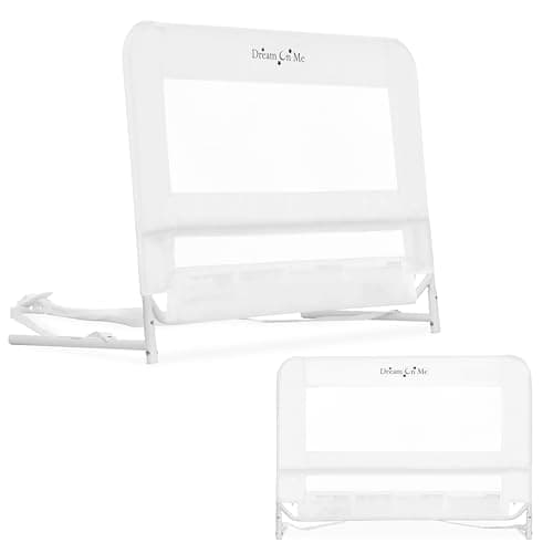 Dream On Me Lightweight Mesh Security Adjustable Bed Rail for Toddler, Breathable Mesh Fabric, Suitable for All Types Of Beds, Reinforced Anchor System Bed Guard Rail, White