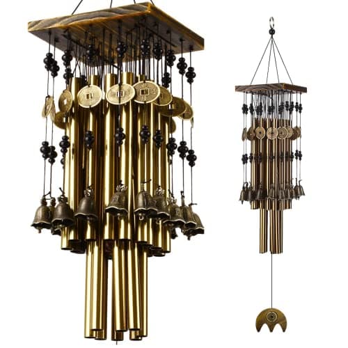 YLYYCC Wind Chimes for Outside, 30"Memorial Wind Chimes with 24 Copper Tubes and 16 Copper Bell for Garden,Patio,Window Wind Chime Hanging Decoration,Bronze Memorial Sympathy Wind Chime Gifts for Mom