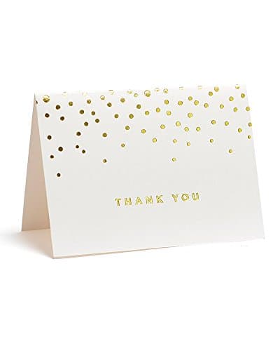Gartner Studios Gold Foil Dots Thank You Cards, Ivory and Gold Foil Blank Thank You Notes, 3.5” x 5”, Set of 50 Blank Notecards with Envelopes (13745)