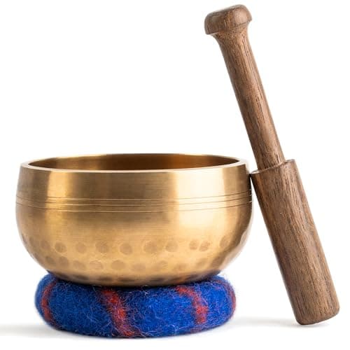 Handcrafted Tibetan Singing Bowl Set – 3.5” Sound Bowl for Meditation, Sound Healing & Yoga – Healing Instrument with Wooden Striker & Cushion – Authentic Hand-Hammered in Nepal