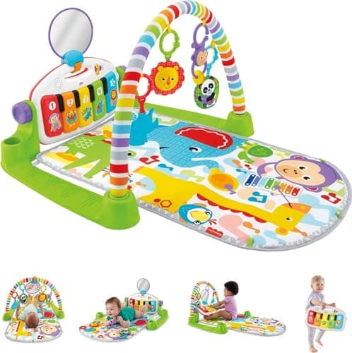 Fisher-Price Baby Playmat Deluxe Kick & Play Piano Gym, Green Musical, Learning with Developmental Activities for Newborns 0+ Months