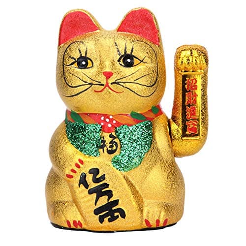 VanEnjoy 6.77" Beckoning Ceramic Maneki Neko Lucky Fengshui Cat