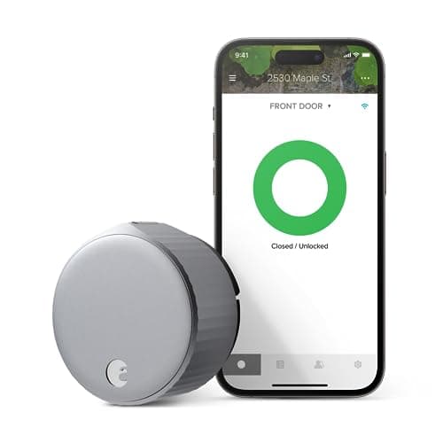 August Home, Silver Wi-Fi Connected Smart Keyless Entry Door Lock, Electronic Door Lock Fits Your Existing Deadbolt in Minutes, AUG-SL05-M01-S01