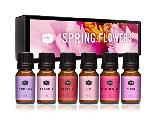 P&J Trading Spring Flowers Set of Fragrance Oil - Woodbine, Lily, Lotus Blossom, Magnolia, Peony, Primrose Scents for Candle Making, Soap Making Supplies, Diffuser Oils