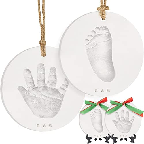Baby Hand and Footprint Kit Girls, Boys - Personalized Baby Footprint Ornament Kit, Newborn Keepsake Gifts for New Mom, Easy to Use Handprint Makers,Cute Shower Gifts(Multi-Colored Paint)