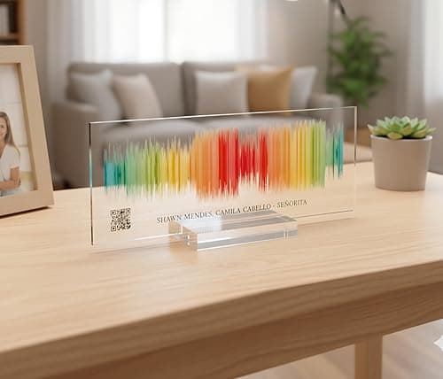 Sound Gifts Sound Wave Art Custom Sound Wave 3D Print Personal Voice Message or Sound Clip with Photo on Premium Clear Acrylic Glass Block 8"x3"