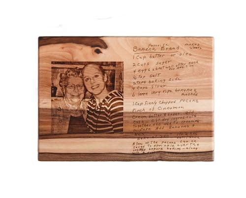 Beloved Family Recipe Wood Cutting Board – Custom Engraved with Handwritten Recipe & Photo – Thoughtful Gift for Mothers Day, for Mom, Grandma and Family – A Gift Full of Love and Memories