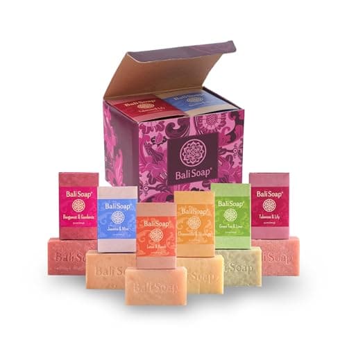 Bali Soap FeminineCollection – Handmade in Bali Cold Process Bar Soap for Women, Her – Floral Scents with Natural Oils, Vegan 6-Pack