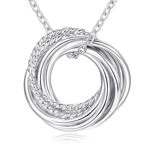 Annamate 80th Birthday Gifts for Women 925 Sterling Silver 8 Circles Necklace For Her Eight Decade Jewelry 80 Years Old Birthday Gift
