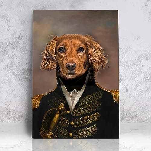 Awesometik Personalized Canvas Print Royal Pet Portrait from Photo, Custom Renaissance Portrait, Portraits, King and Queen Funny Portraits (The Admiral)
