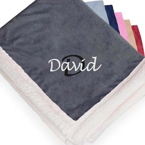 Personalized Sherpa Blanket - Reversible Custom Blanket with Micro Mink & Faux Lambswool, Throw Blankets for Bed & Couch - Dark Gray (50"x60")