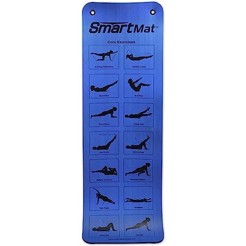Prism Fitness 16 Millimeter Thick Smart Self-Guided Instructional Exercise Mat for Yoga, Pilates, Stretching and Core Workout, Blue