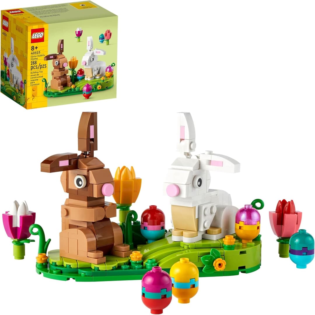 LEGO Easter Rabbits Display 40523 Building Toy Set with Colorful Easter Eggs and Tulips